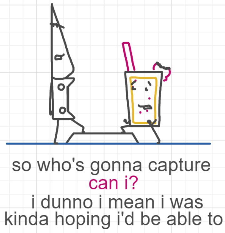 A panel from What's The Point, episode five of the Board Boards object show by Furretwalk/WalkingFurret.